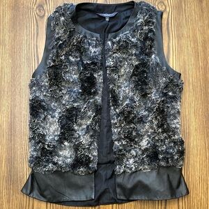 Waverly Grey Faux Fur/ Leather Vest Size 4 Black/Gray